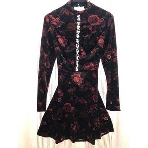 Velvet floral chain dress